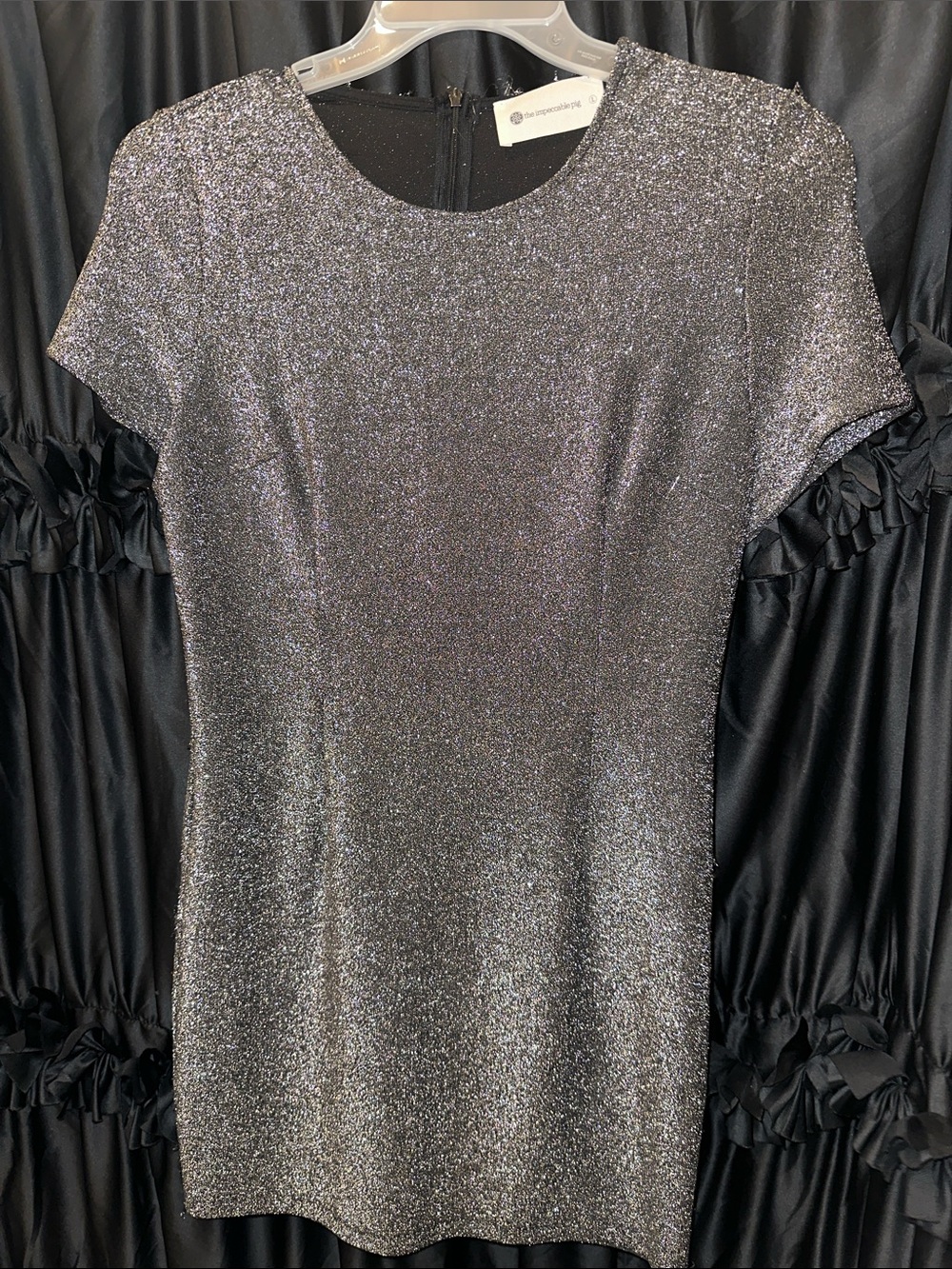 The Impeccable Pig Black Metallic Scoop Neck Dress